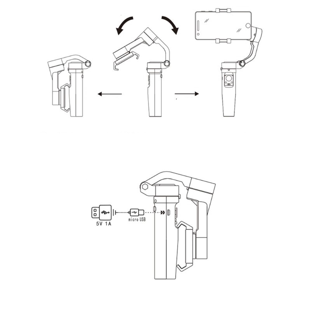 Gimbal 3-Achsen Stabilisator Stativ Halterung 285° Schwenkbar mit Tripod Stativ für Smartphone   App Steuerung / Gesichtsverfolgung - Schwarz