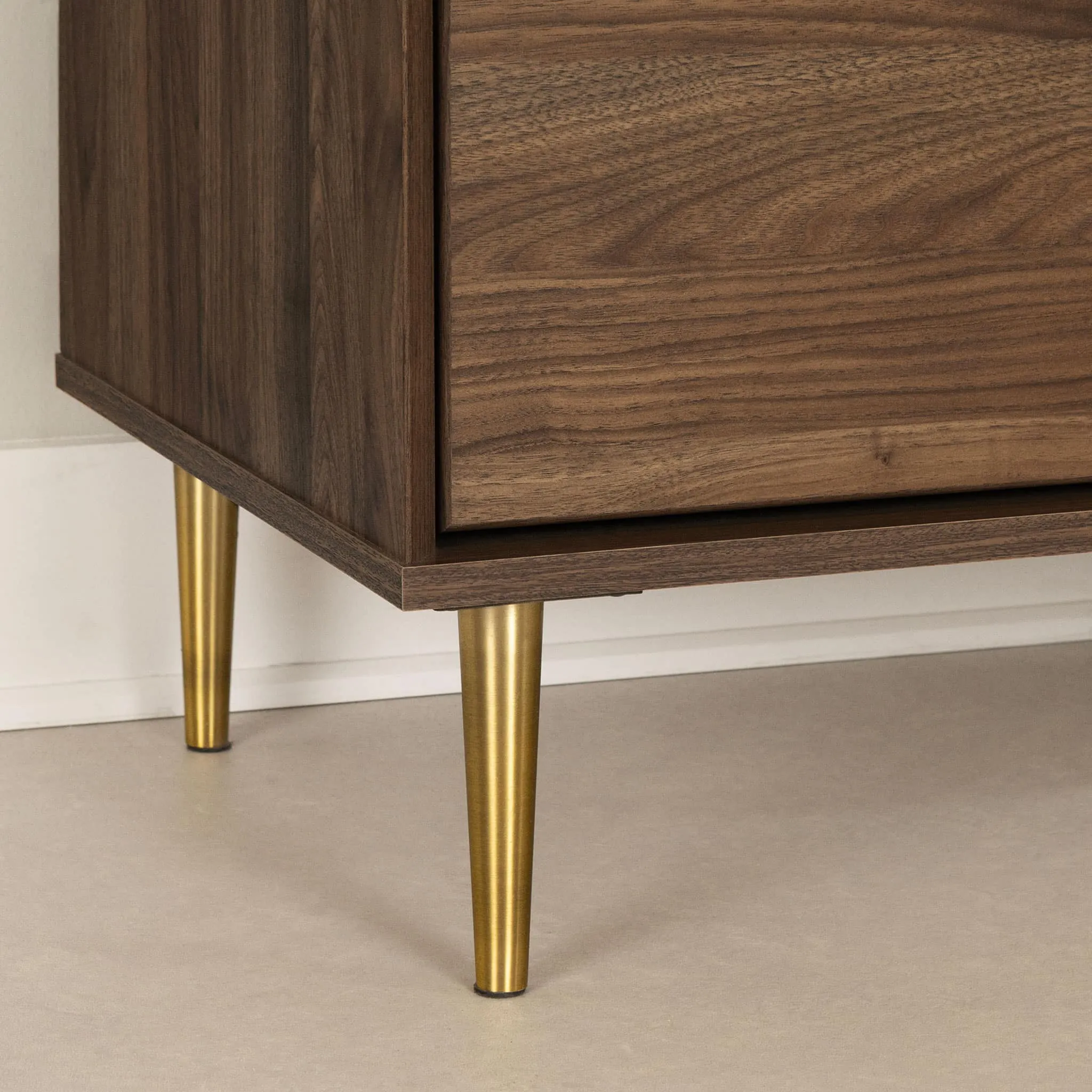 South Shore Commode à porte 5 Tiroirs - Hype Noyer naturel et Marbre carrara