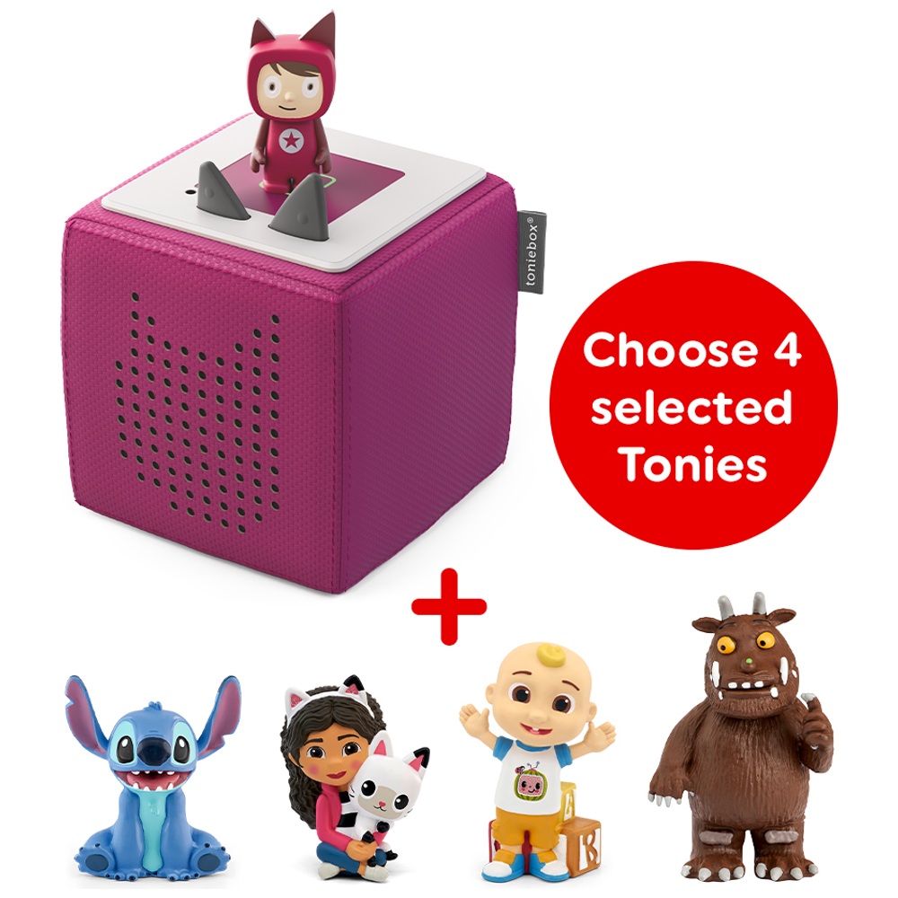 Toniebox (lila) und Vier Toniebox Audio-Bundle