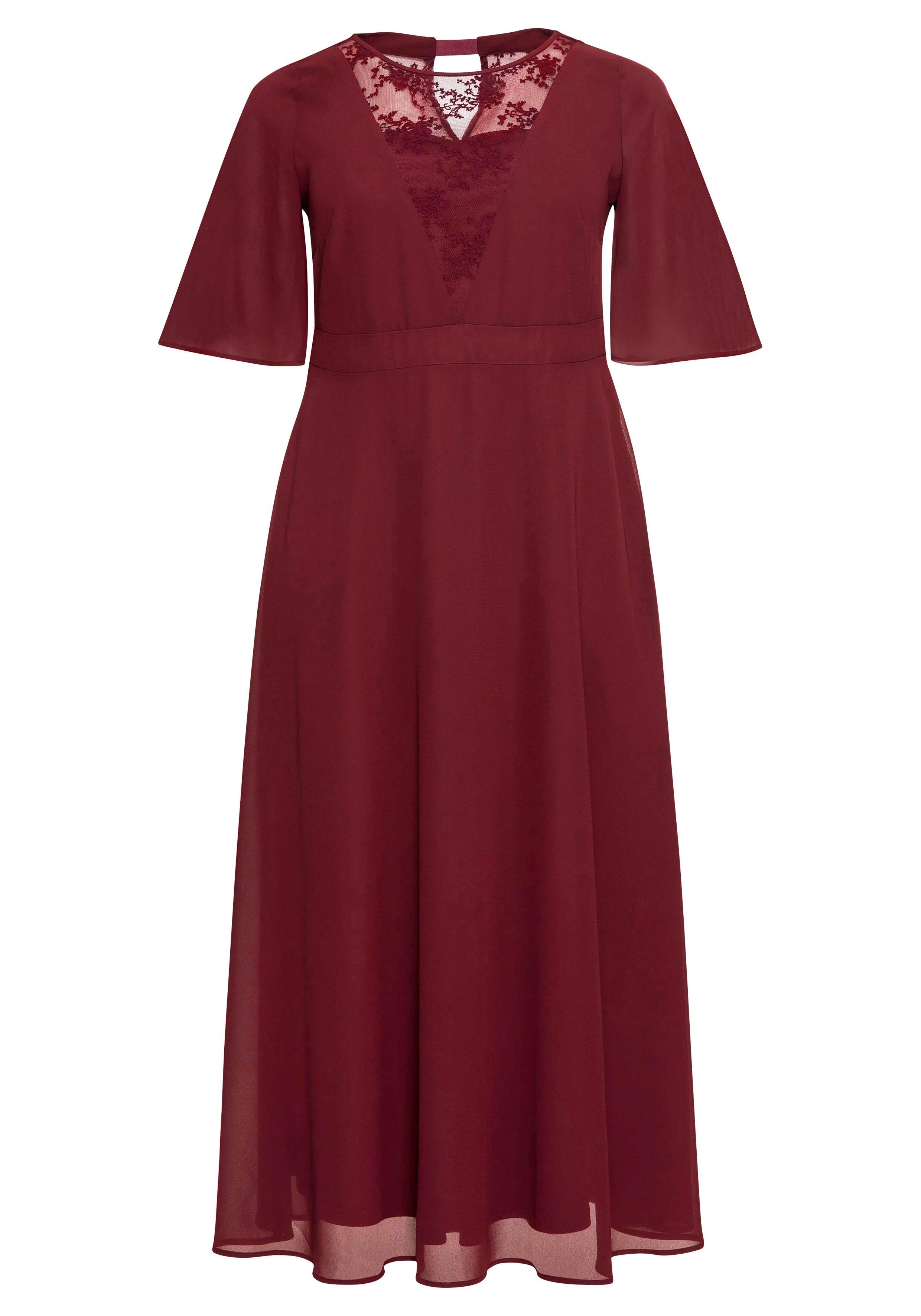 Abendkleid aus Chiffon, mit Spitzen-Einsatz