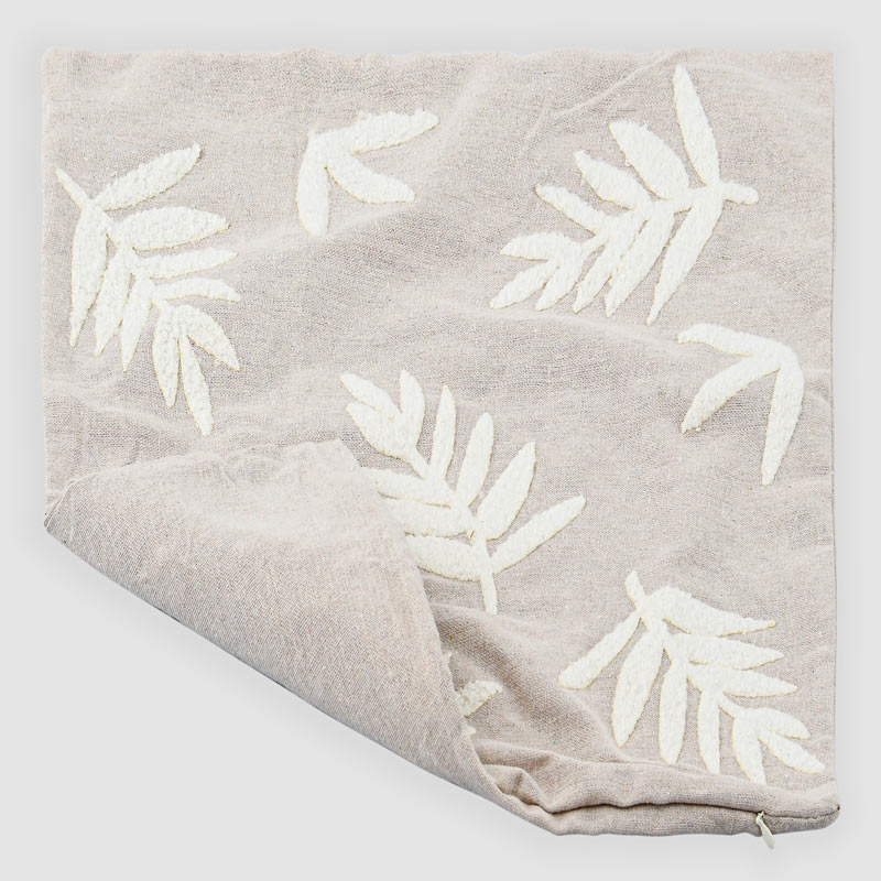 Housse de coussin tufté 'Foglia' écru