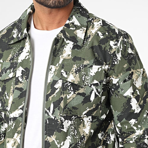 Veste Zippée Vert Kaki Camouflage