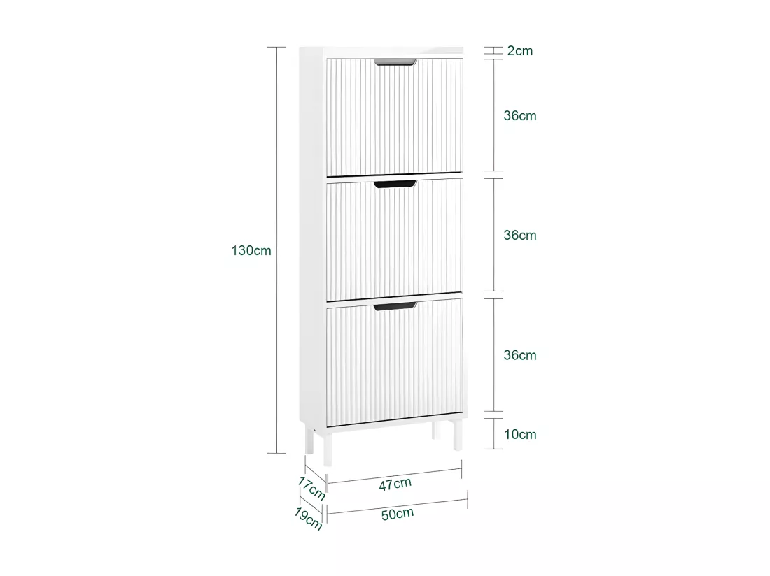 SoBuy FSR177-H-W Meuble à Chaussures Armoire à Chaussures Meuble Rangement Chaussures 3 Portes abattantes, Meuble d'Entrée Coffre Rangement pour Chaussures, Blanc