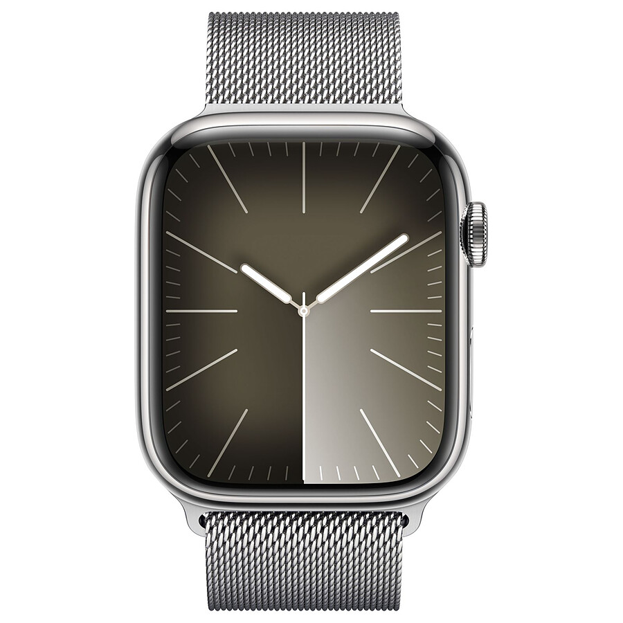 Apple Watch Series 9 GPS + Cellular - Acier Inoxydable Argent - Bracelet Milanais - 45 mm