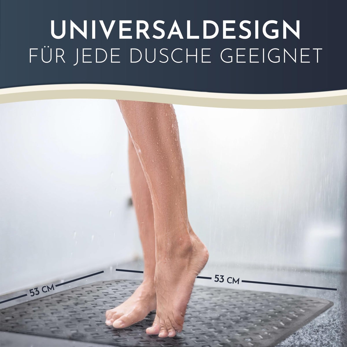 Homerella Huidvriendelijke Douchemat 53x53 cm, INCL. OPHANGSTANG | Antislip Douchemat, BPA-vrij, Latexvrij | Antislip Douchemat, Schimmelwerend & Machinewasbaar | Antislip Douchemat