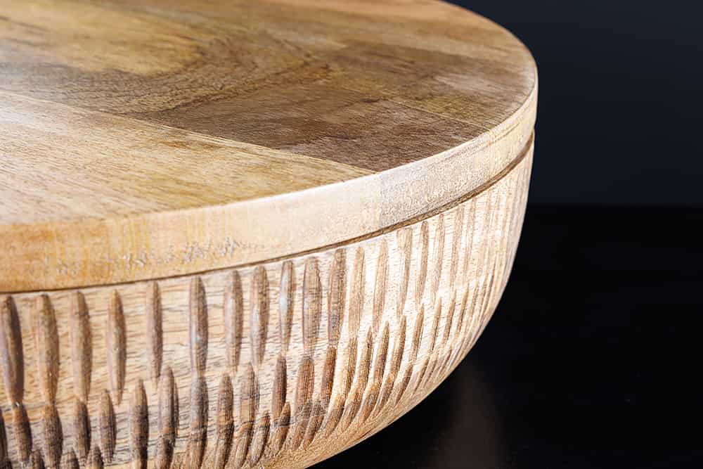 Handgefertigte Schale PURE NATURE 40cm natur Mangoholz rund mit Deckel Schmuck-Dose