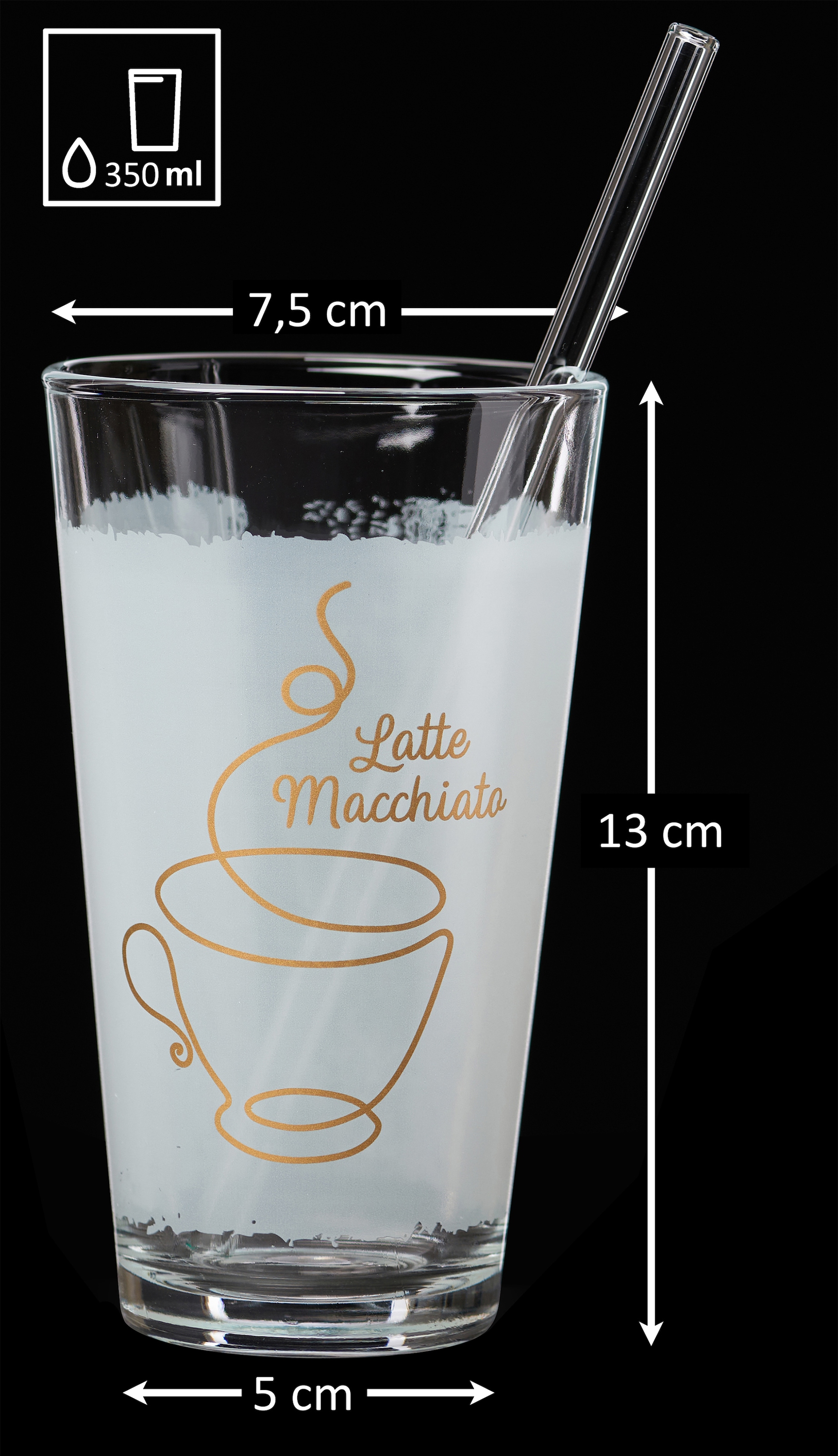 Ritzenhoff & Breker Latte-Macchiato-Glas »Coffee« 4-teilig ( 2 Gläser und 2 Glas-Trinkhalme), 350 ml