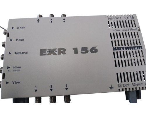 Kathrein EXR 156 multiswitch 5 tot 6 F aansluitingen 18V / 550 mA geïntegreerde voeding