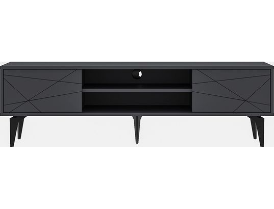CONCEPT1 - Meuble TV Brendon anthracite 160 x 29,6 x h48,2 cm