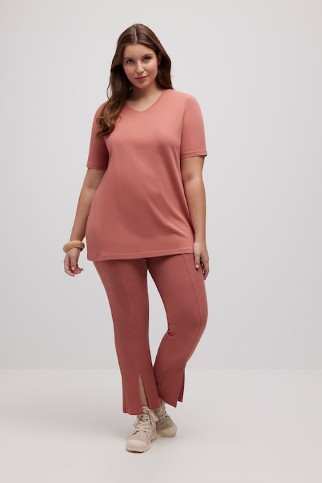 Leggings, ausgestelltes Bein, Rippjersey, Biobaumwolle