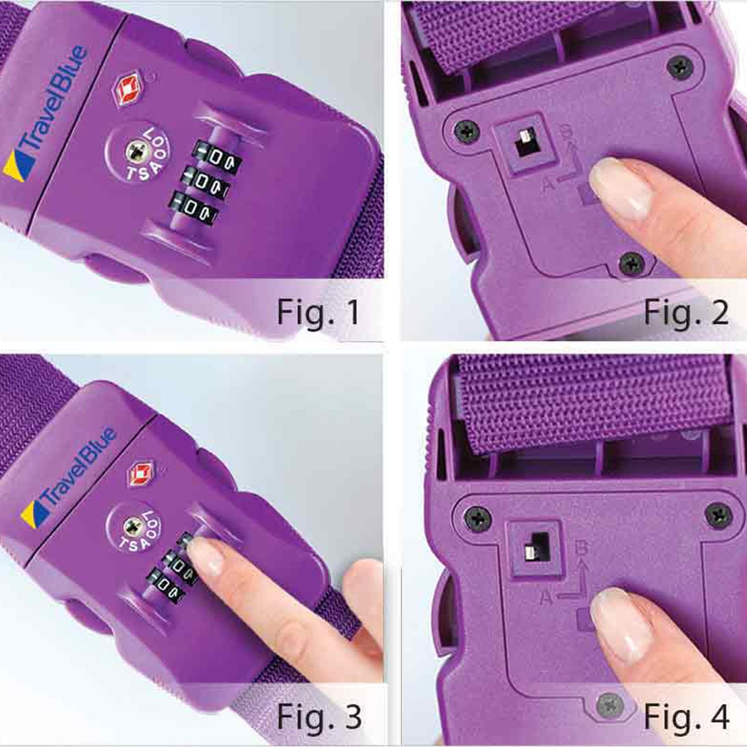 TravelBlue TSA Lock Combination Strap purple