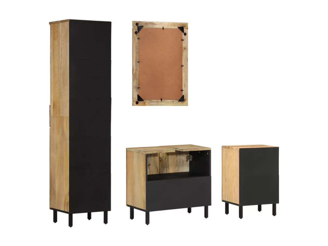 Ensemble de meubles de salle de bain 4 pcs bois manguier massif