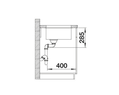 Blanco SOLIS 400-U spoelbak, 440 x 440 mm, roestvrij staal, geborstelde afwerking, 526117