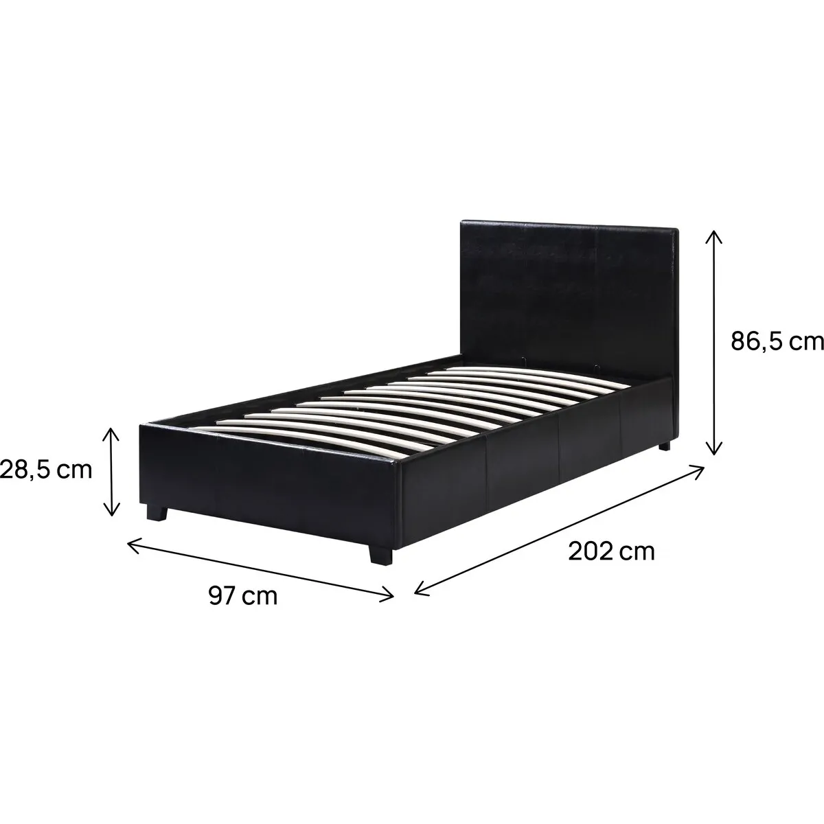 HABITAT ET JARDIN Lit avec coffre Carla 90x190 cm - Noir
