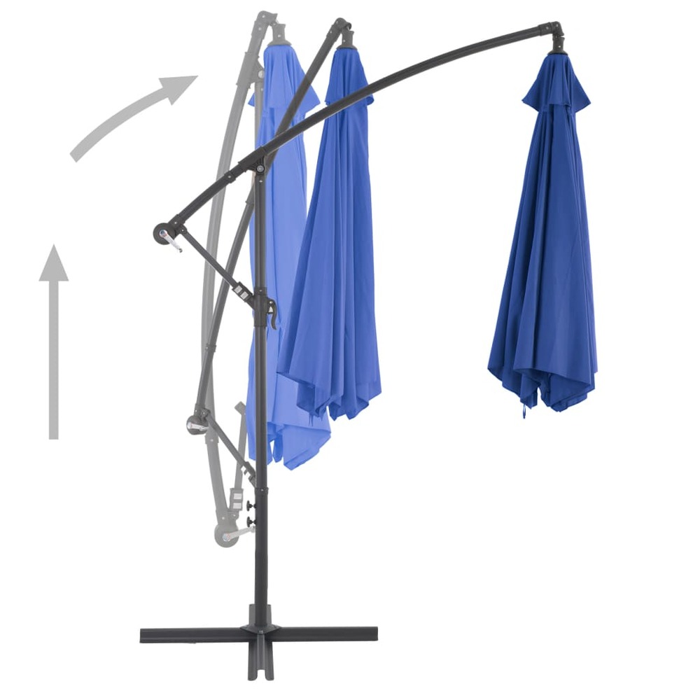 Parasol déporté avec mât en aluminium 300 cm bleu