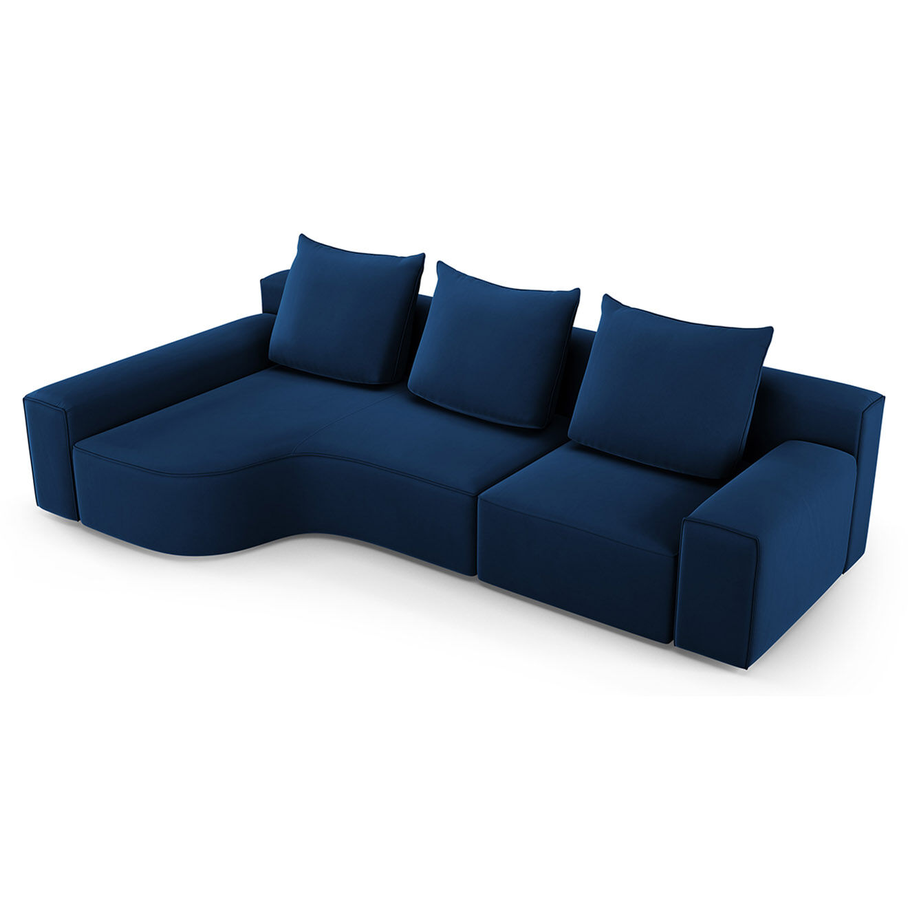 Mazzini Sofas Canapé d'angle Gauche Velours Ivy 4 Places bleu roi - 280x137x89 cm