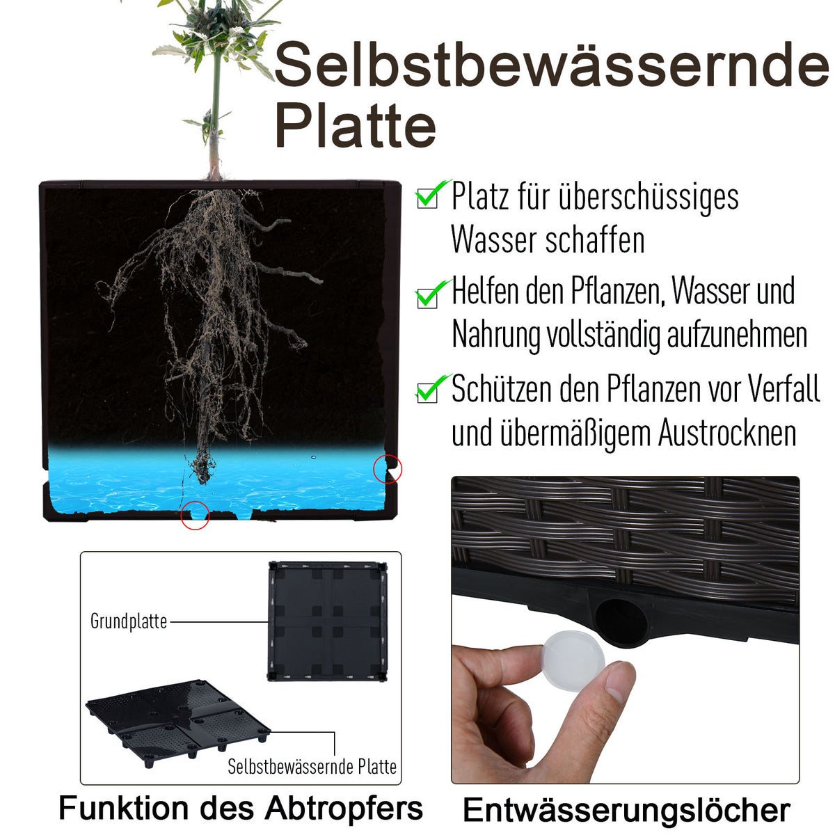 Outsunny 2-delige verhoogde tuinbak, kunststof, bruin