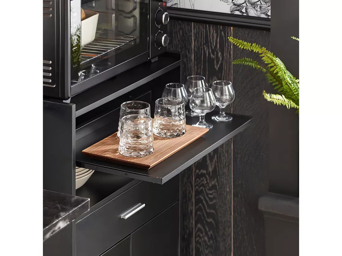 SoBuy Buffet Armoire Micro-Onde à roulettes Desserte Meuble de Rangement, Noir, 59x40x92 cm, FSB09-SCH