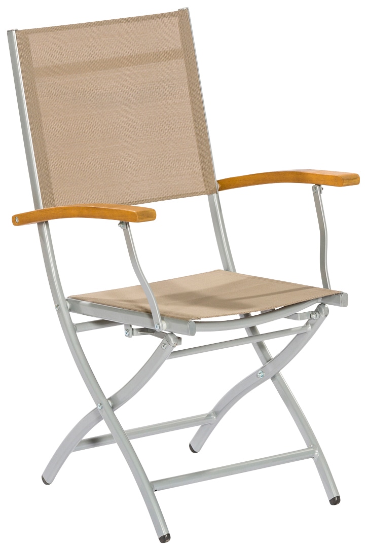 MERXX Gartensessel »Naxos« Set, 2 Stk. tlg. 2er Set, Eukalyptusholz/Textil, klappbar, grau