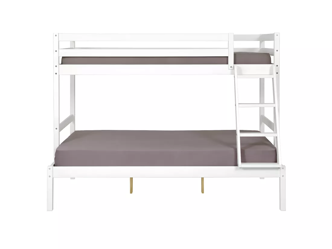 Pack lit superposé avec 2 matelas 140x190 cm bois massif blanc JULIAN