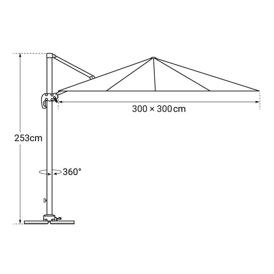 Happy Garden Parasol MOLOKAI - Zwart - Aluminium