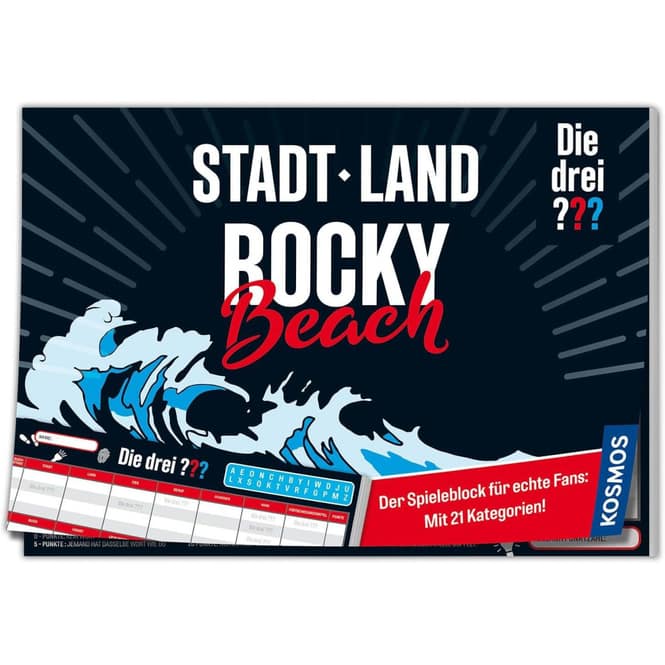Die drei ??? - Stadt Land Rocky Beach - Spieleblock