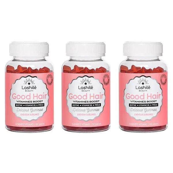 Vitaminas Lashilé Beauty Good Hair Boost Sublime Hair Sem Açúcar - Pacote com 3 x 60 gomas