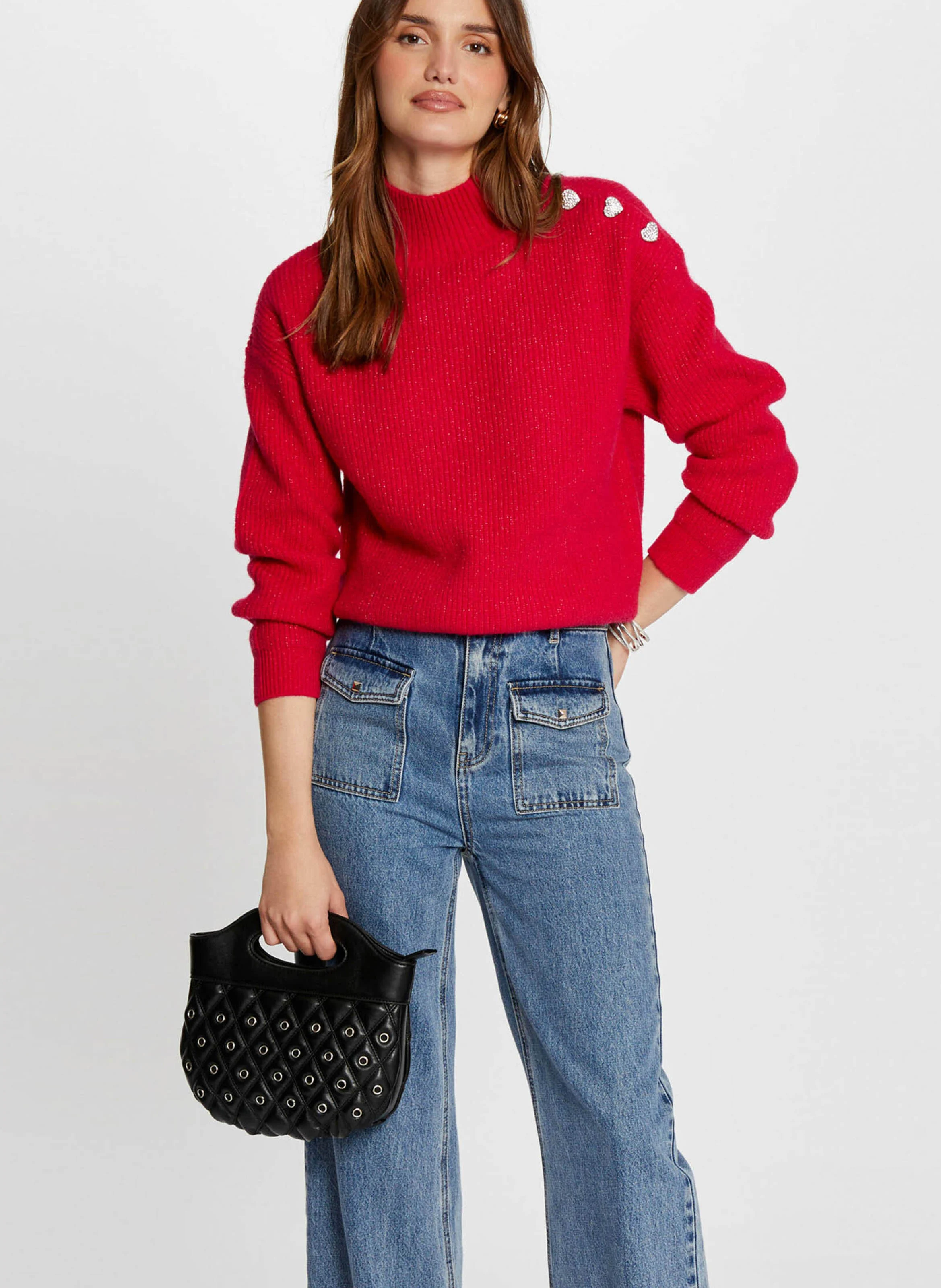 MSTORI - Pull droit col montant | Rose