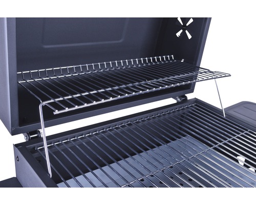 Houtskoolgrill, staal, 117,5 x 66 x 107,5 cm, zwart, grillrooster van verchroomd staal, inclusief grillrooster, dekselthermometer, deksel