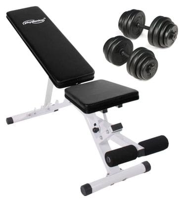 Banc de musculation set d'haltères courts 2 x 15 kg inclinable réglable charge max 200 kg banc d haltérophilie multifonction poids disques pour fitness gym 01_0000207