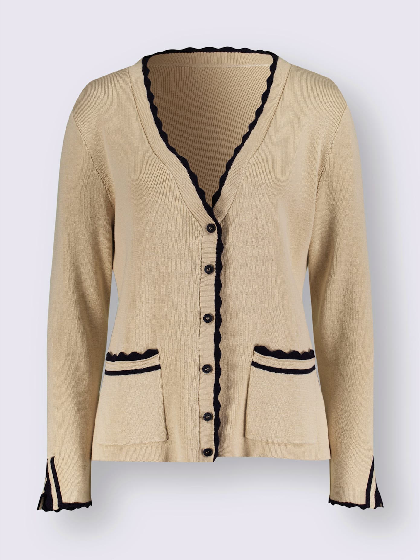 Veste en tricot bords ondulés contrastés