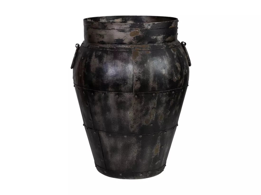 Vase en métal vieilli marron 45x45x57h cm
