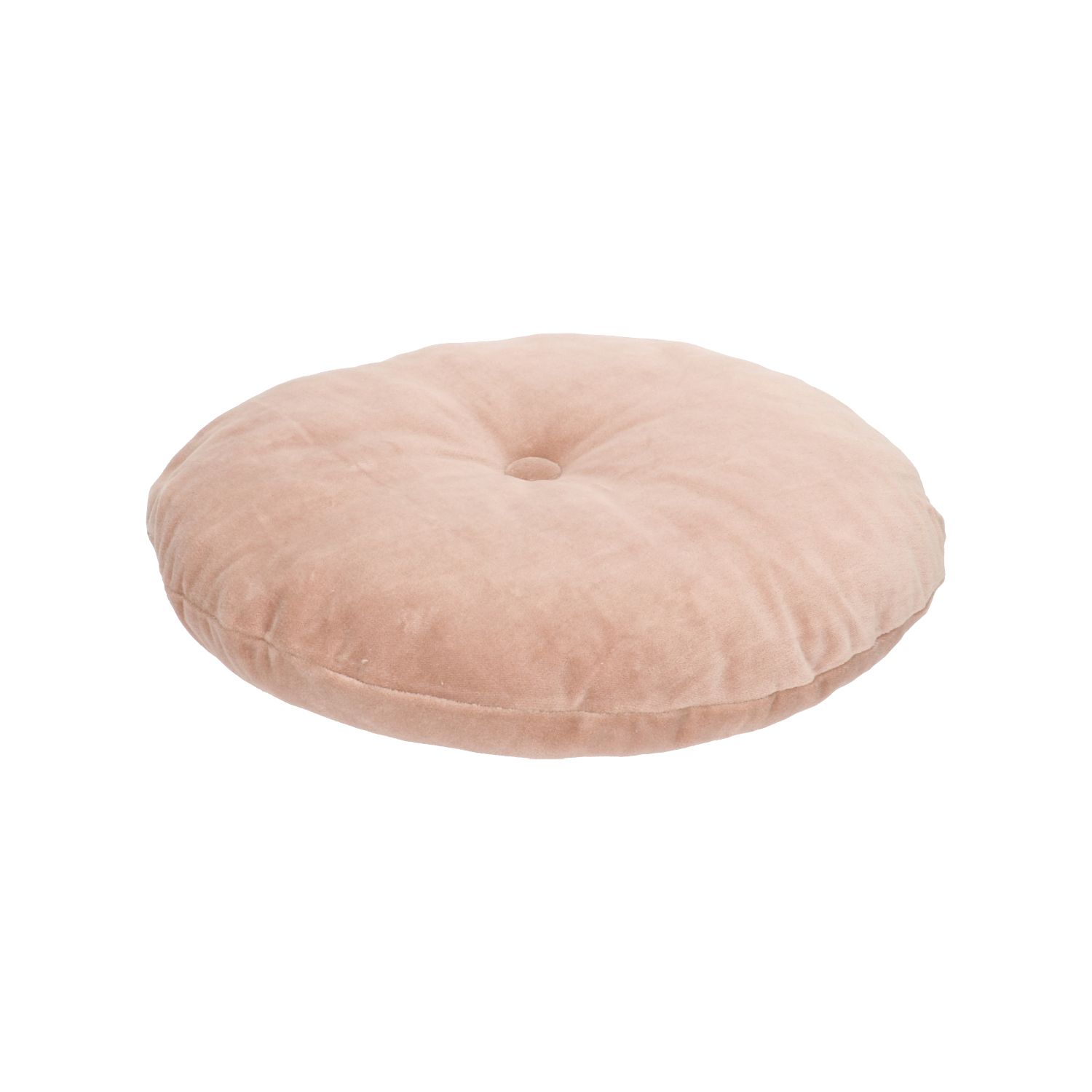 Velours kussen, bio-katoen, oud roze, rond