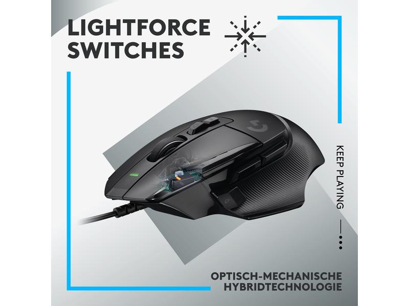 Logitech Gaming-Maus G502 X Schwarz Hochpräzise Gaming-Maus mit optisch-mechanischen Lightforce Switches
