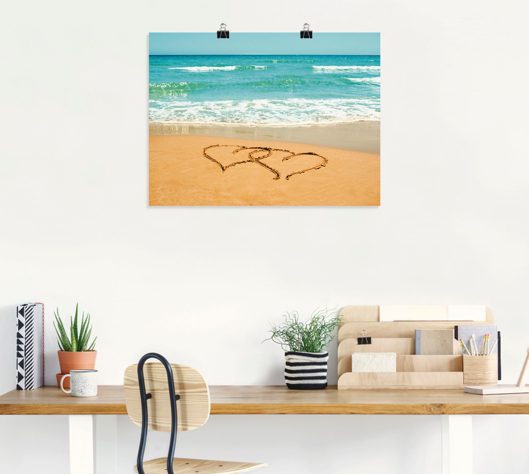 Artland Poster »Herzen im Sand« Strand 1 Stk. tlg. als Alubild, Leinwandbild, Wandaufkleber oder Poster in versch. Grössen