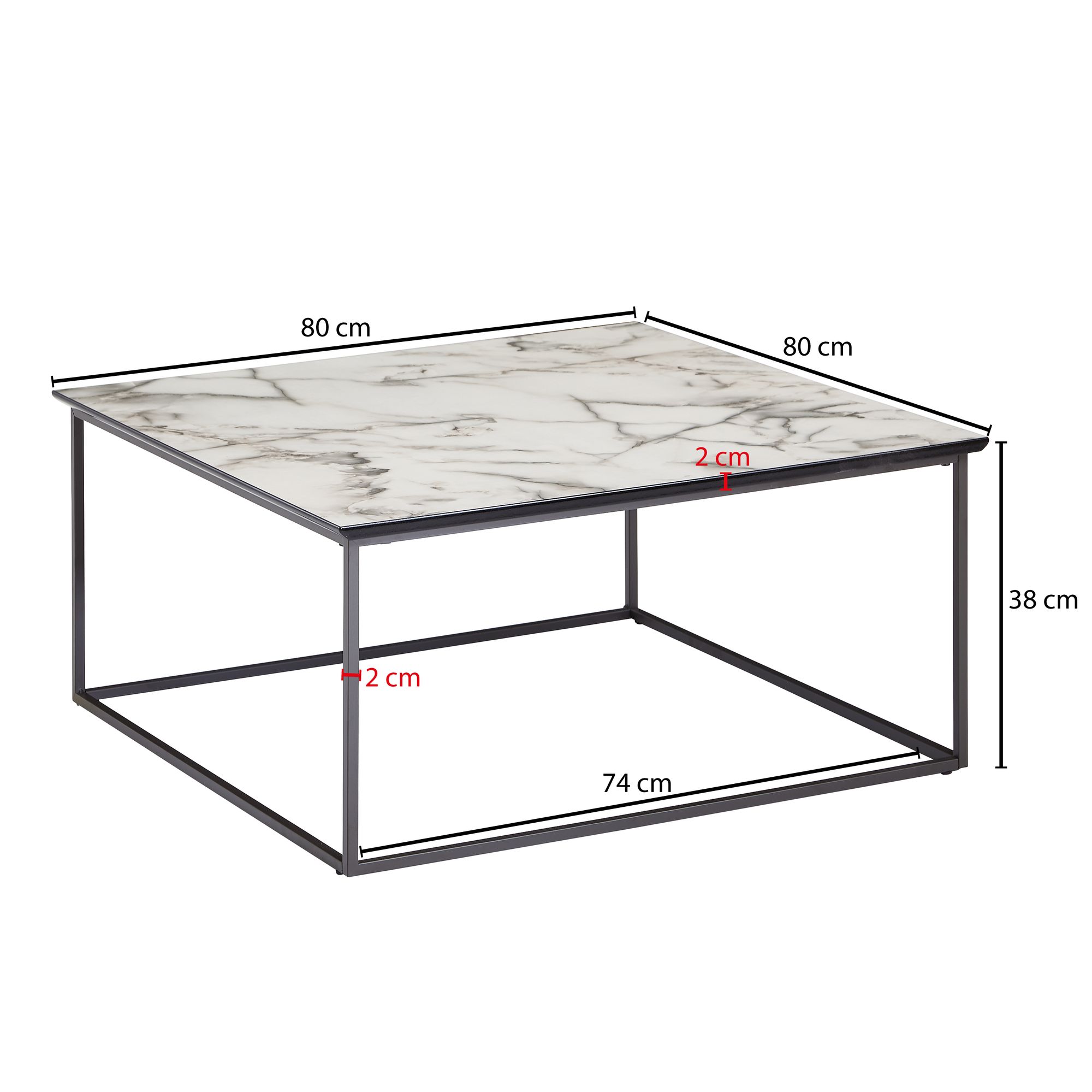KADIMA DESIGN Quadratischer Couchtisch Marmor-Optik, 80x80 cm, Modern, Pflegeleicht