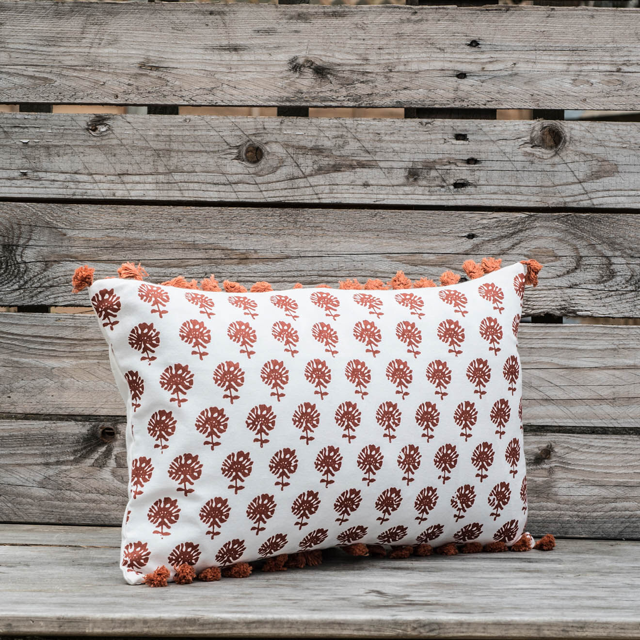 Febronie Housse de coussin Poesy brique - 50x30 cm