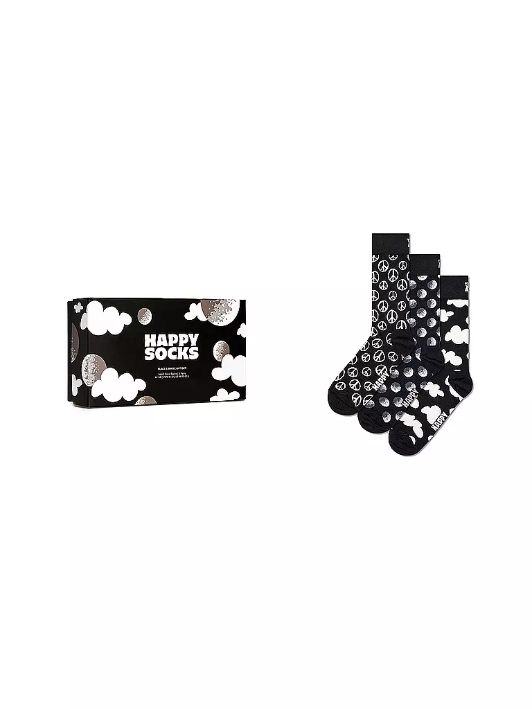 HAPPY SOCKS Herren Geschenkbox Socken BLACK & WHITE 3er Pkg 41-46 black schwarz