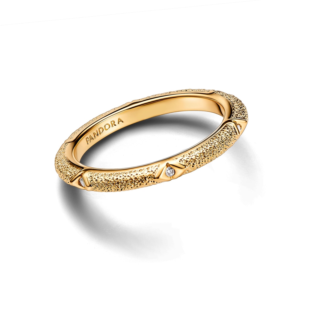 Pandora Gold ME Struktur & Steine Ring