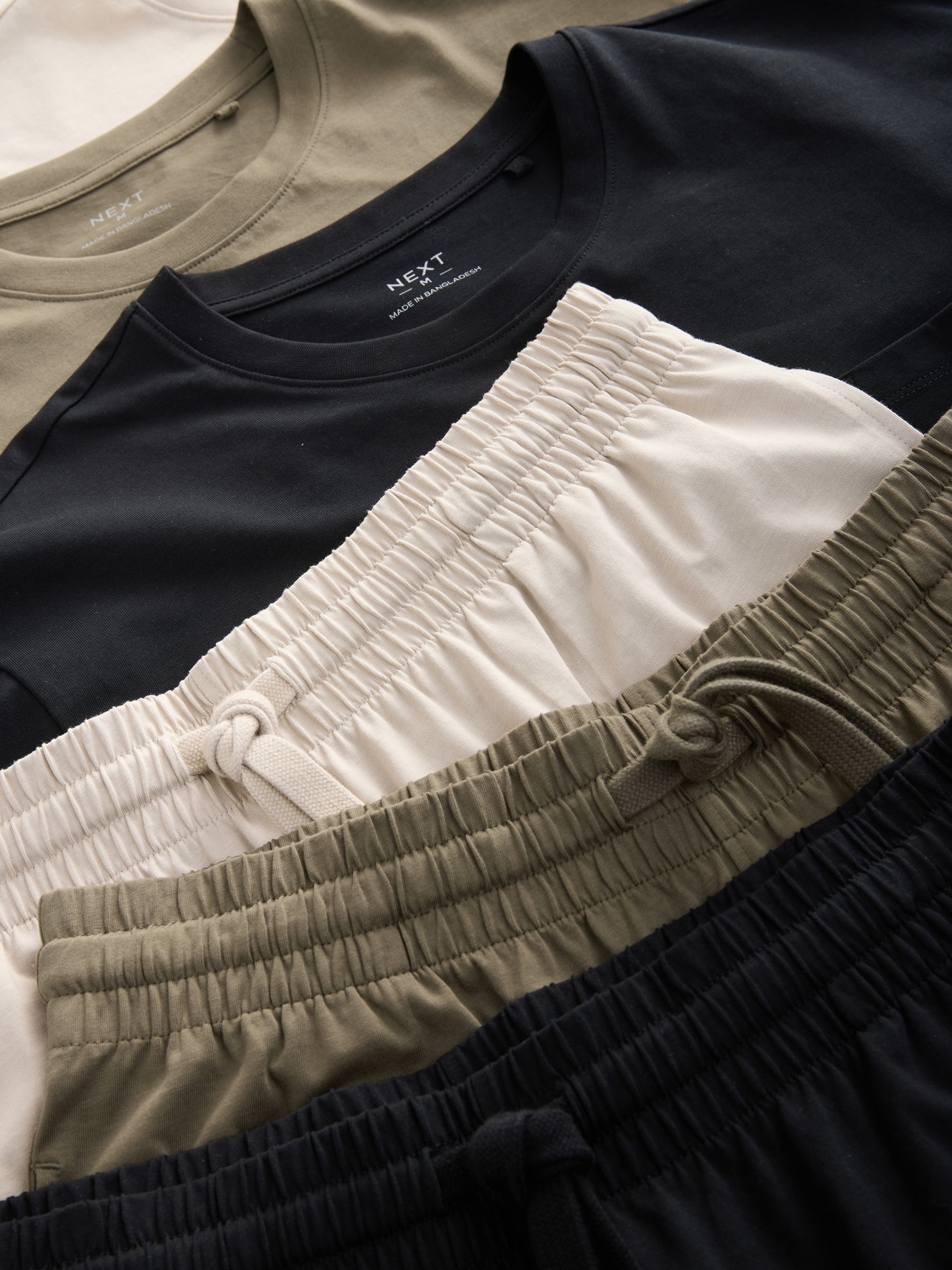 Zwart/Kakigroen/Ecru - Set van 3 jersey pyjamashorts