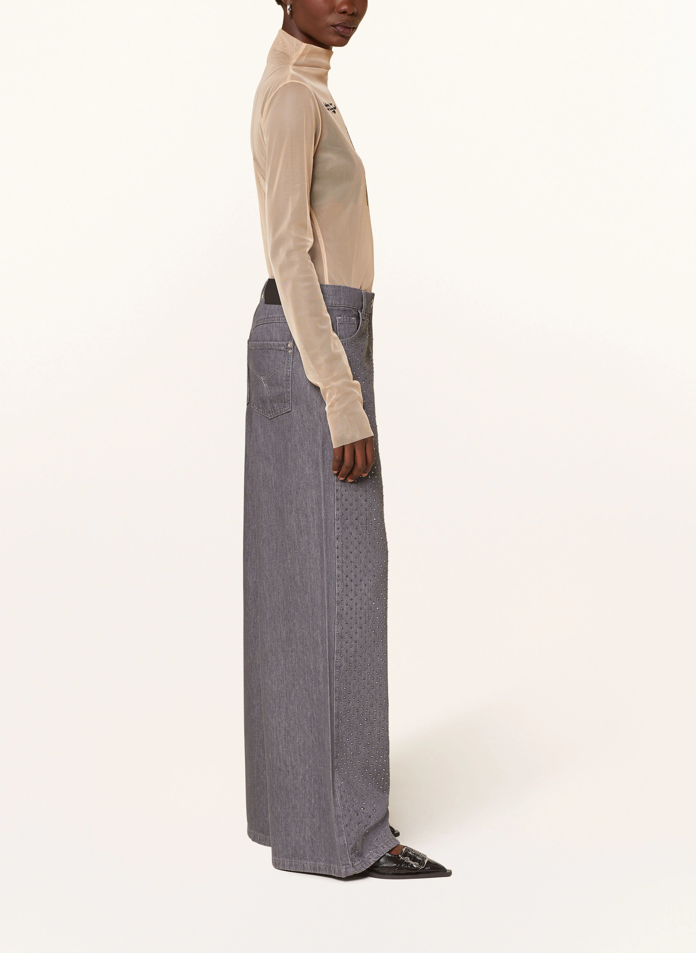 PATRIZIA PEPE Flared Jeans mit Schmucksteinen