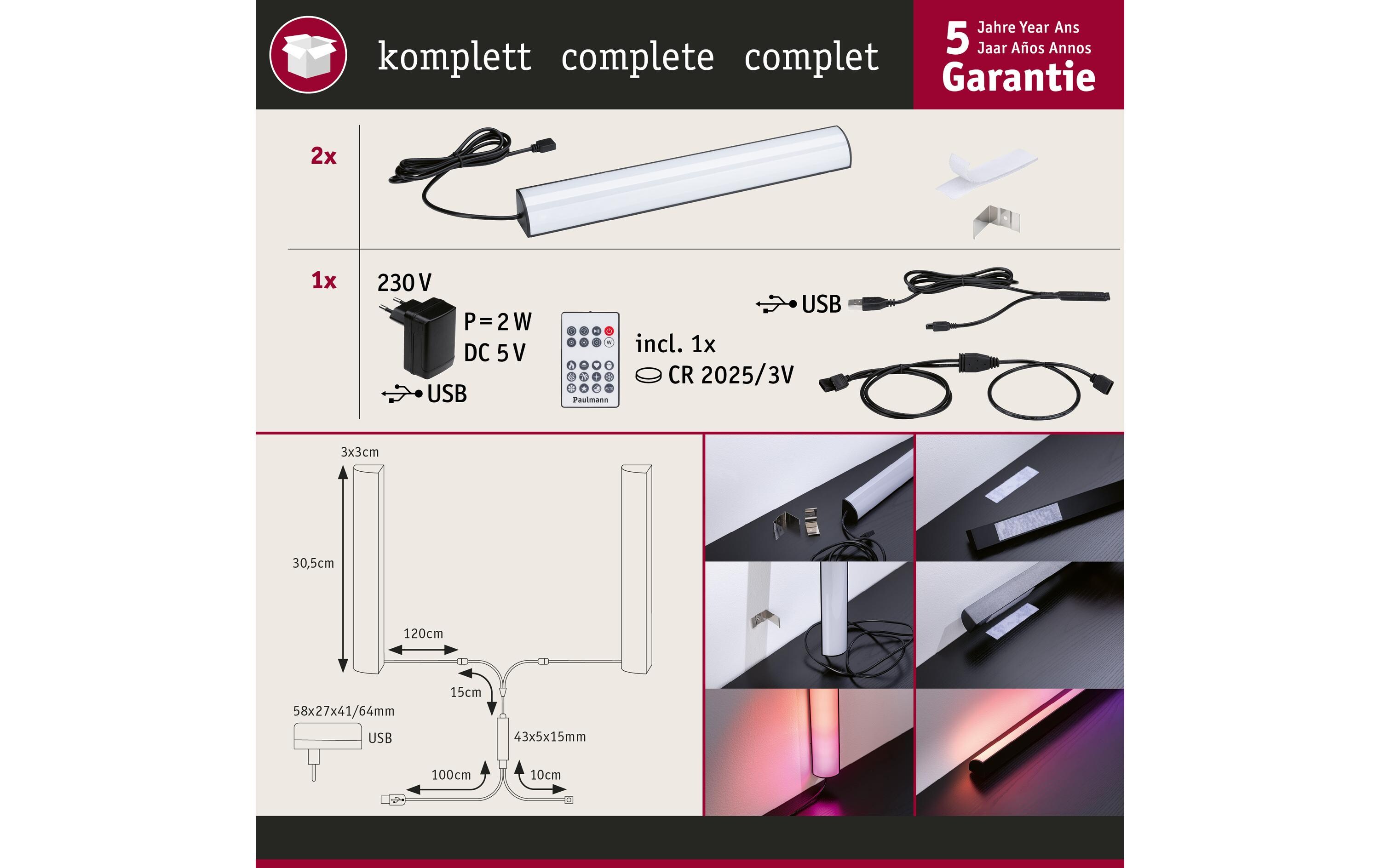 EntertainLED Lightbar Dynamic RGB, 30 cm, Schwarz, 2er SetLED-Lichtleiste