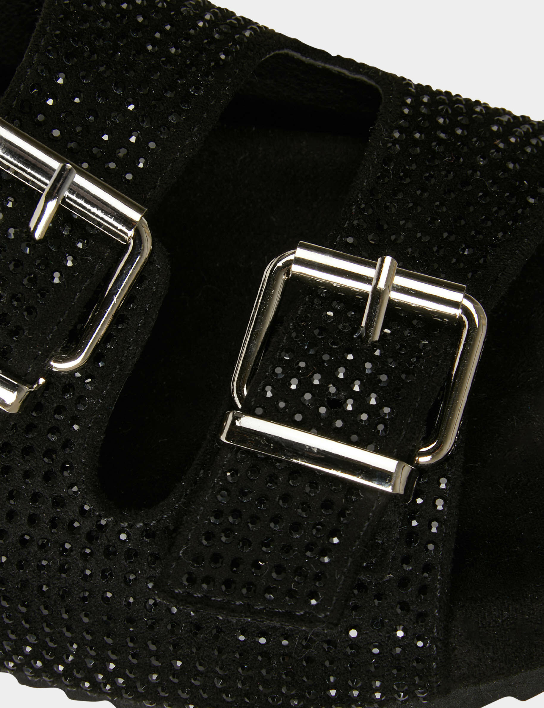 Mules à strass et boucles noir femme - noir