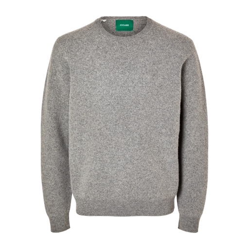 Annarr Ragi Wool Striktrøje, Medium Grey Melange, L