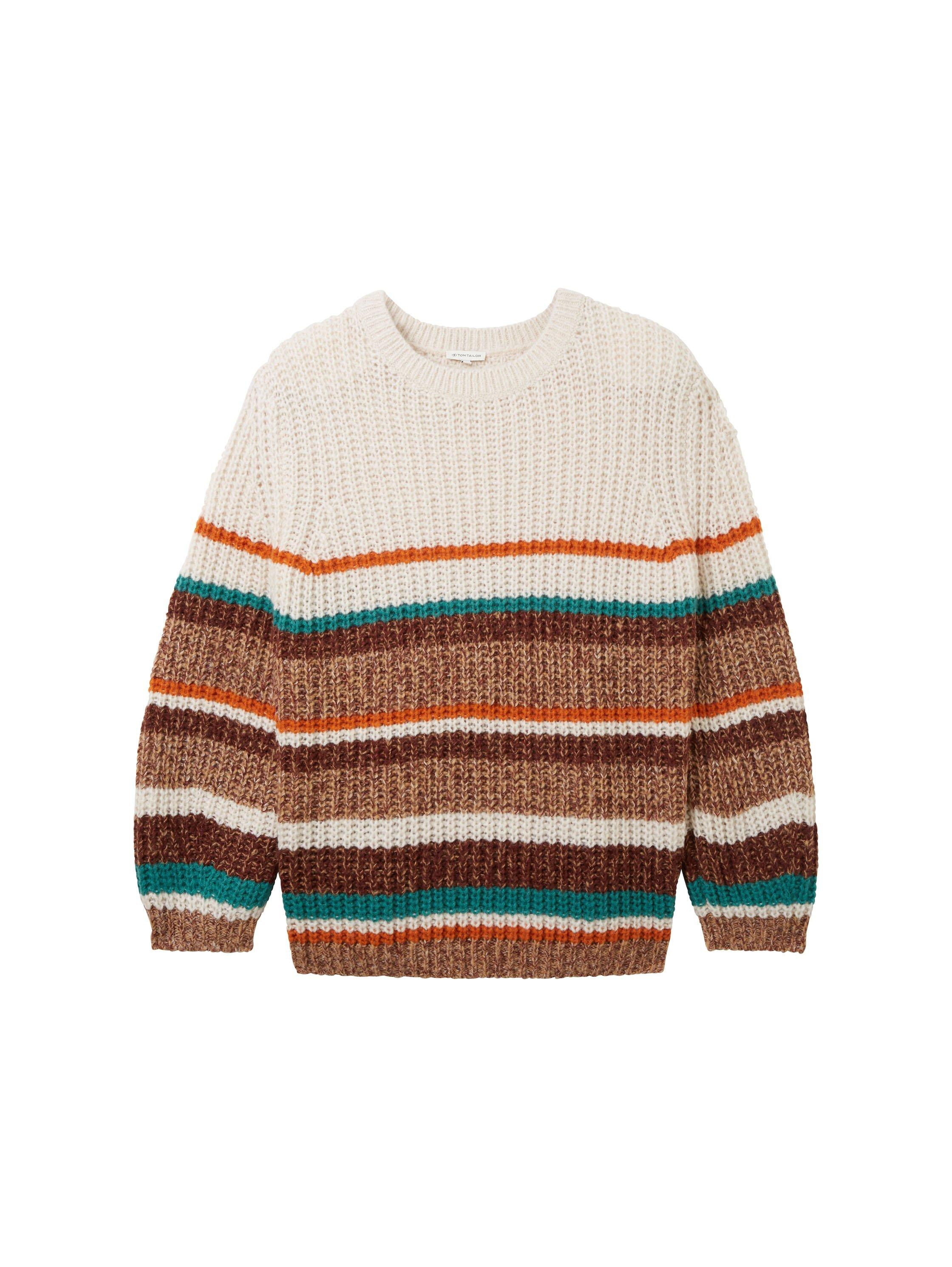 Gestreifter Strickpullover mit Wollanteil
