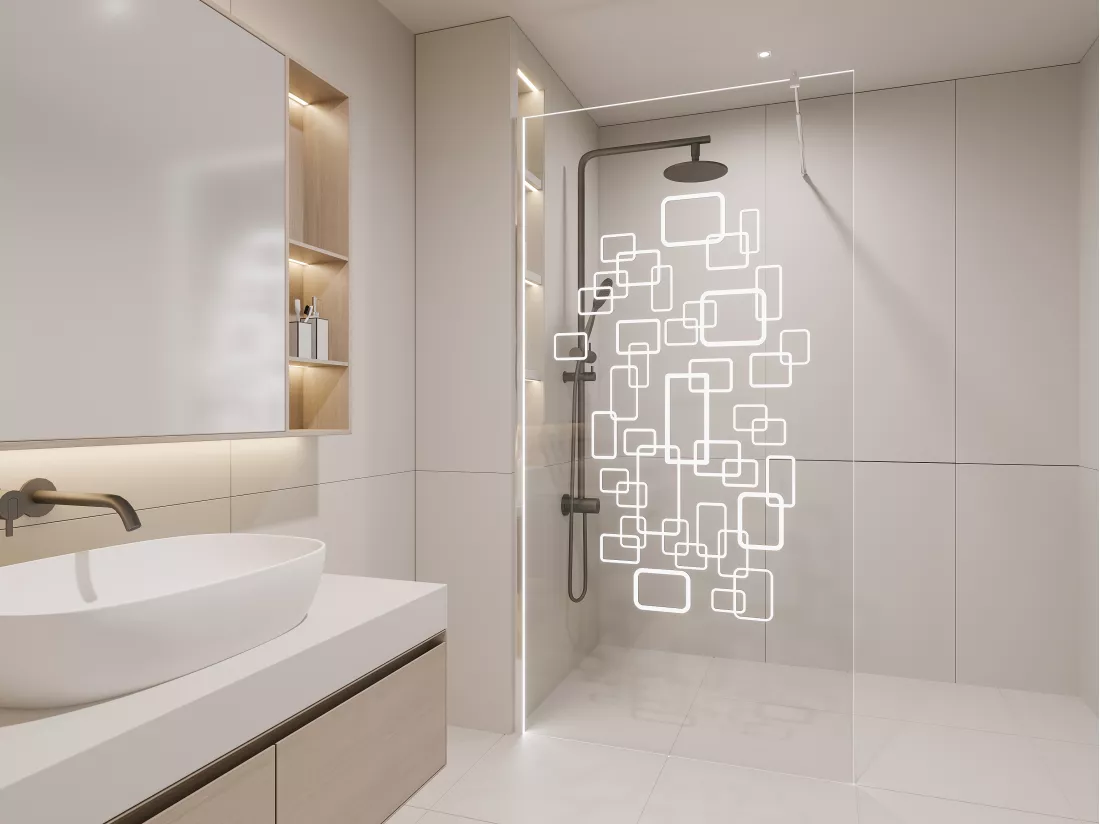 Paroi de douche à l'italienne BELLA avec leds - 120x200 cm
