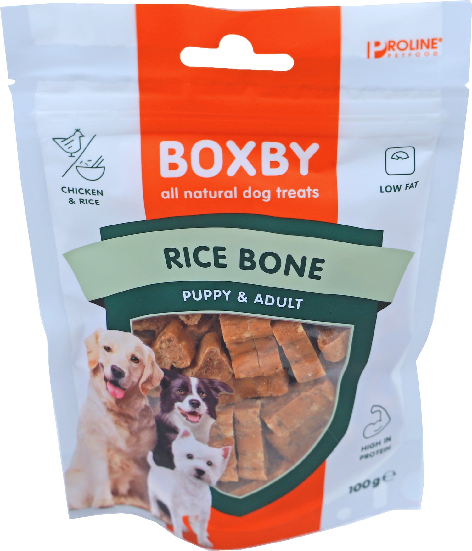 Proline Boxby hondensnoepjes rijst botjes kip 100 g