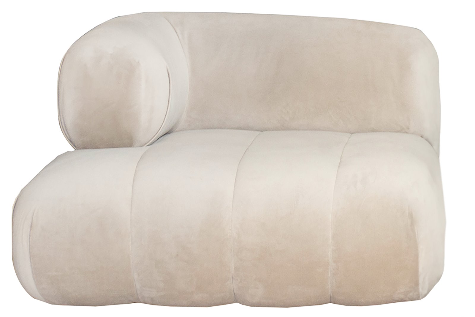 Leon modulsofa 1-seter arm venstre i tekstil Poly Velvet Taupe med ben i sort tre.