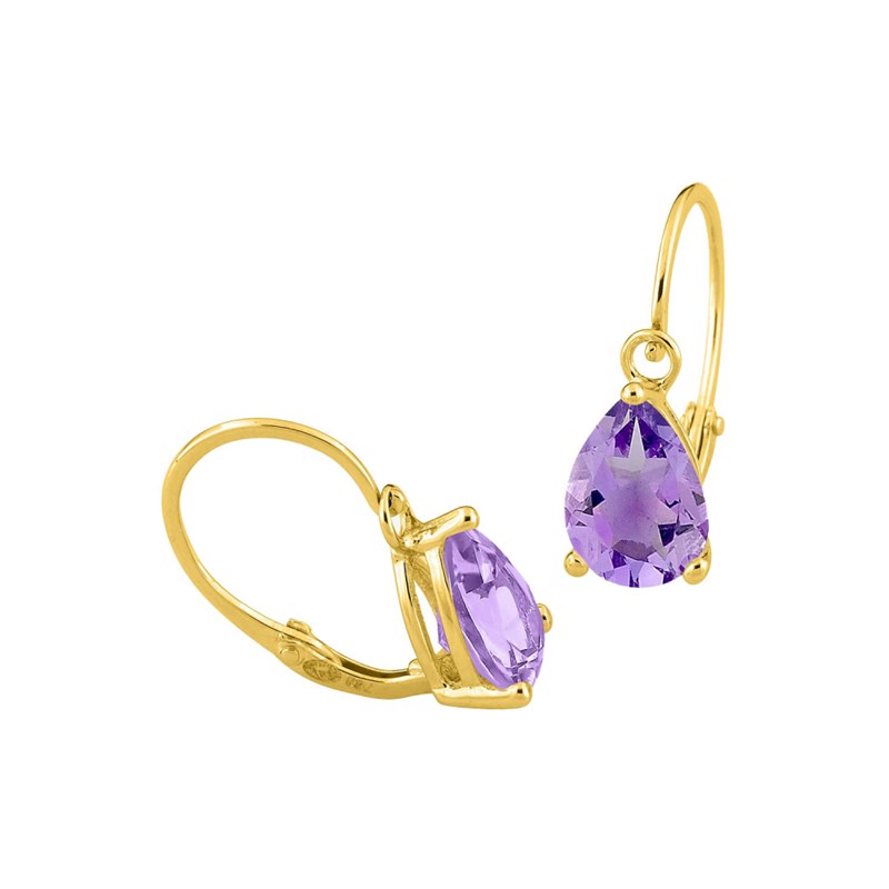 Boucles d'oreilles femme - améthyste - Or 9 Carats