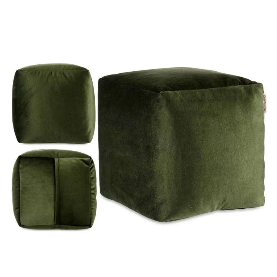 Arte Regal Poef - fluweel - donkergroen - 30 x 30 cm - vierkant